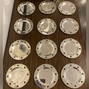 Vintage Disney Mickey Mouse Silver Plated Coasters Set of 12